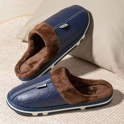 Faux Leather Warm Home Slippers | Zyphhra