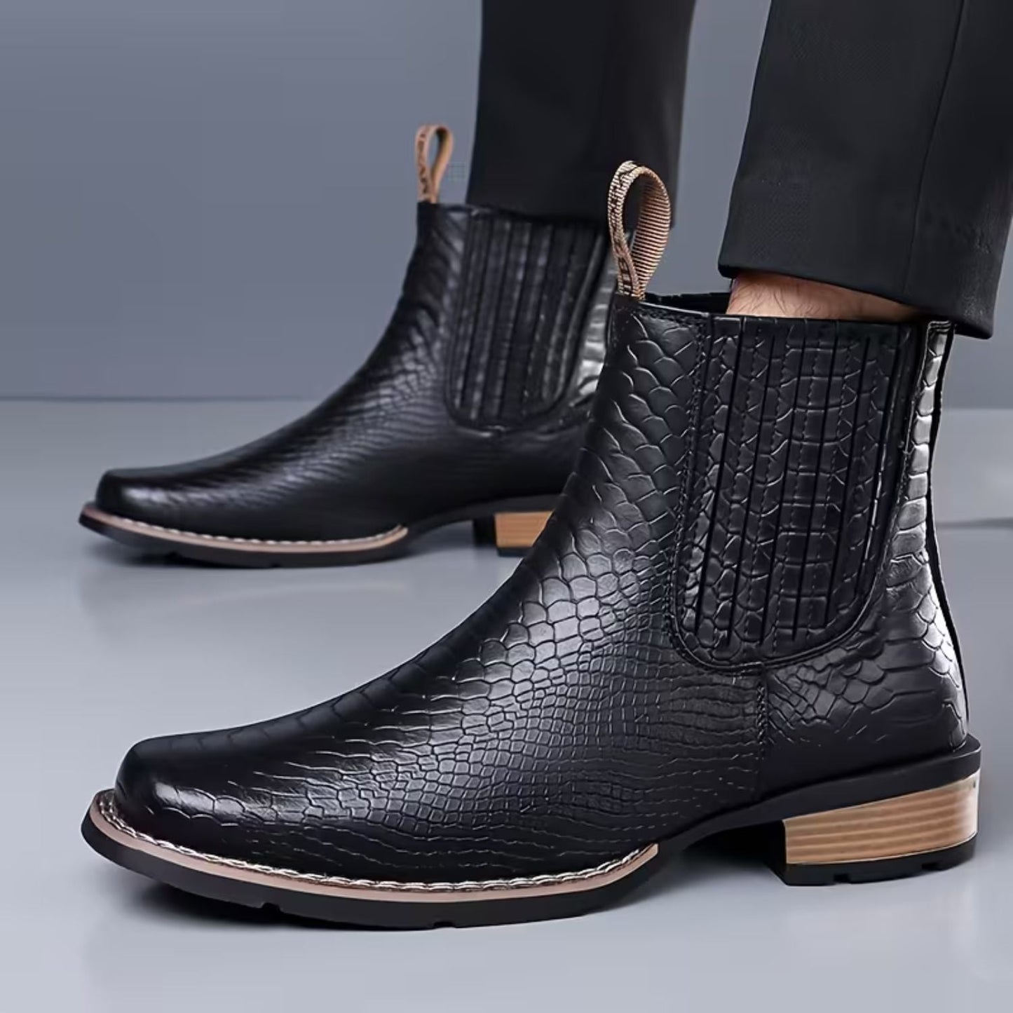 Croc Embossed Dress Boots | Zyphhra