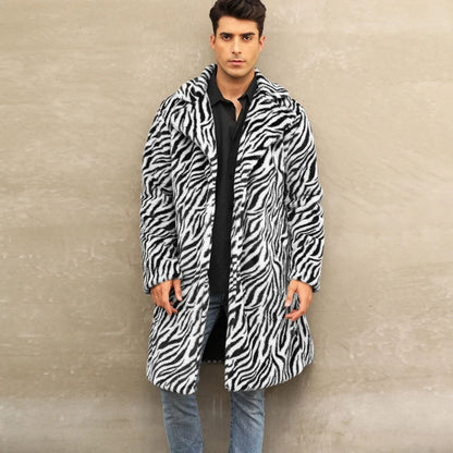Bold Patterned Plush Fur Coat | Zyphhra