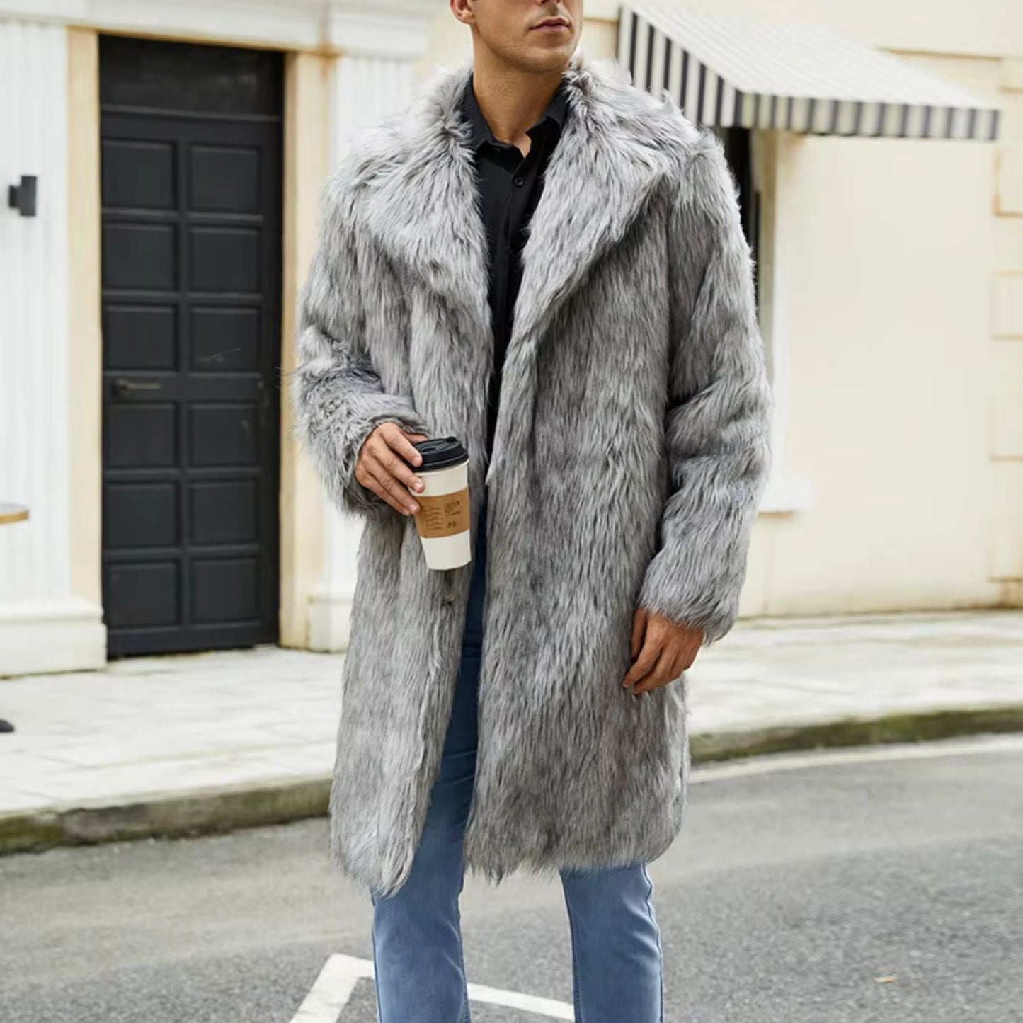 Wide Collar Shaggy Fur Coat | Zyphhra