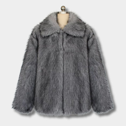 Wide-Lapel Faux Fur Jacket | Zyphhra