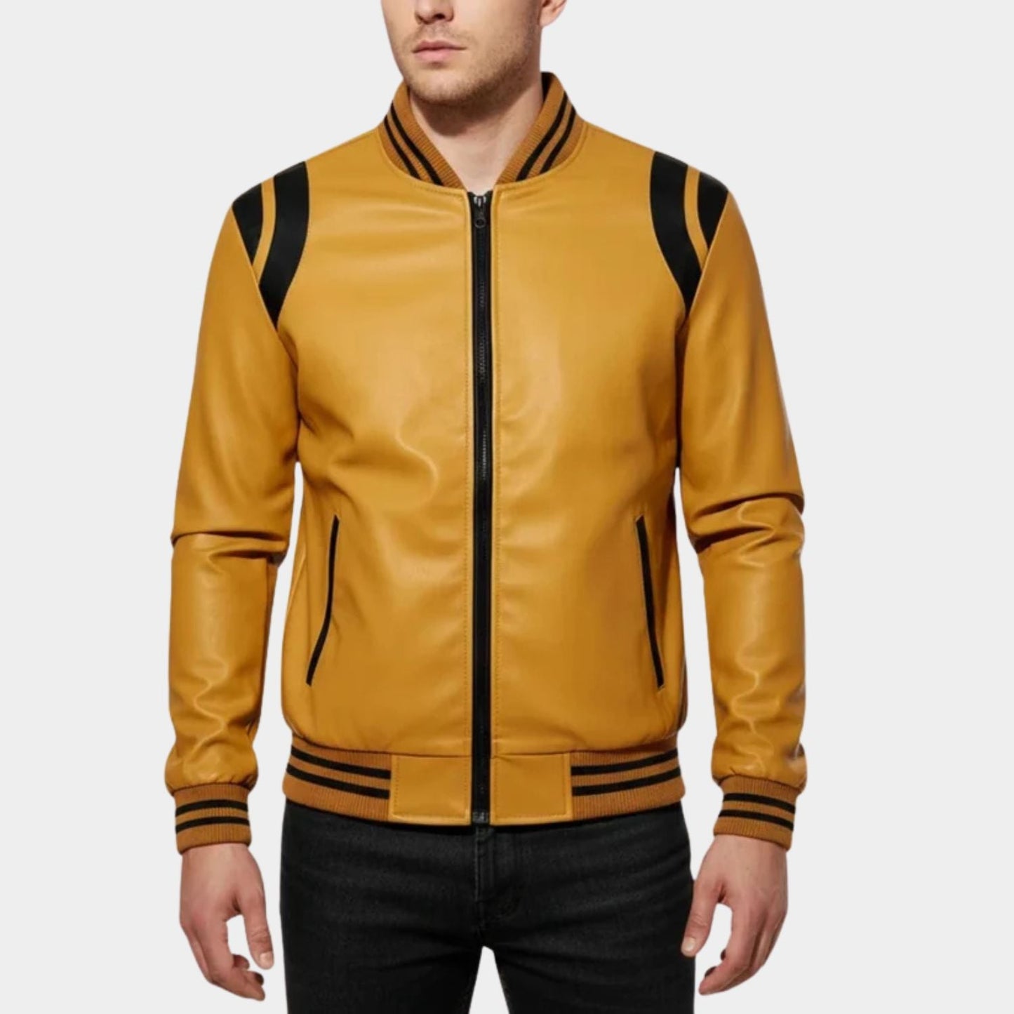 Sport Stripe Leather Jacket | Zyphhra