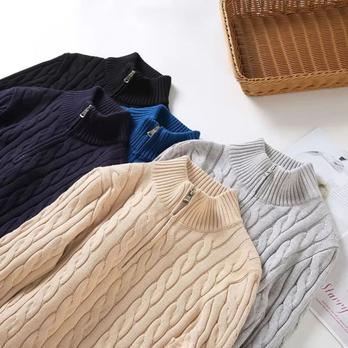 Cable Knit Quarter-Zip Jumper | Zyphhra