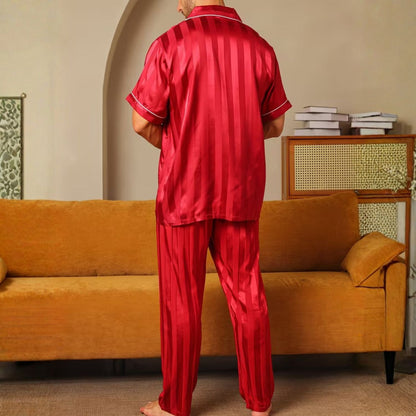 Jacquard Stripe Lapel Pyjama Set | Zyphhra