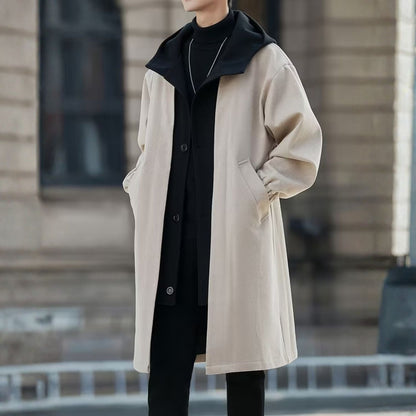 Colour Block Hooded Over Coat | Zyphhra