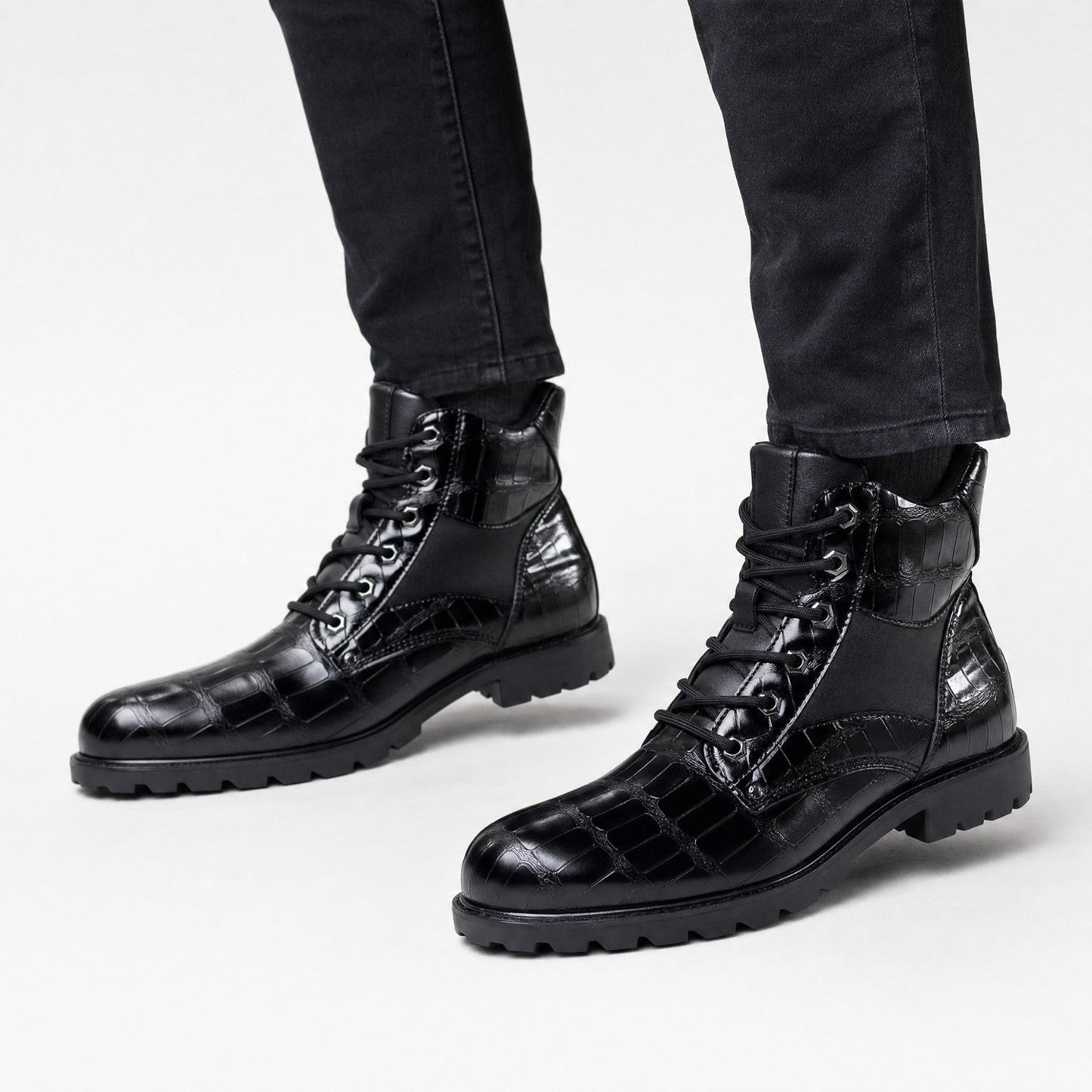 Embossed Combat Ankle Boots | Zyphhra