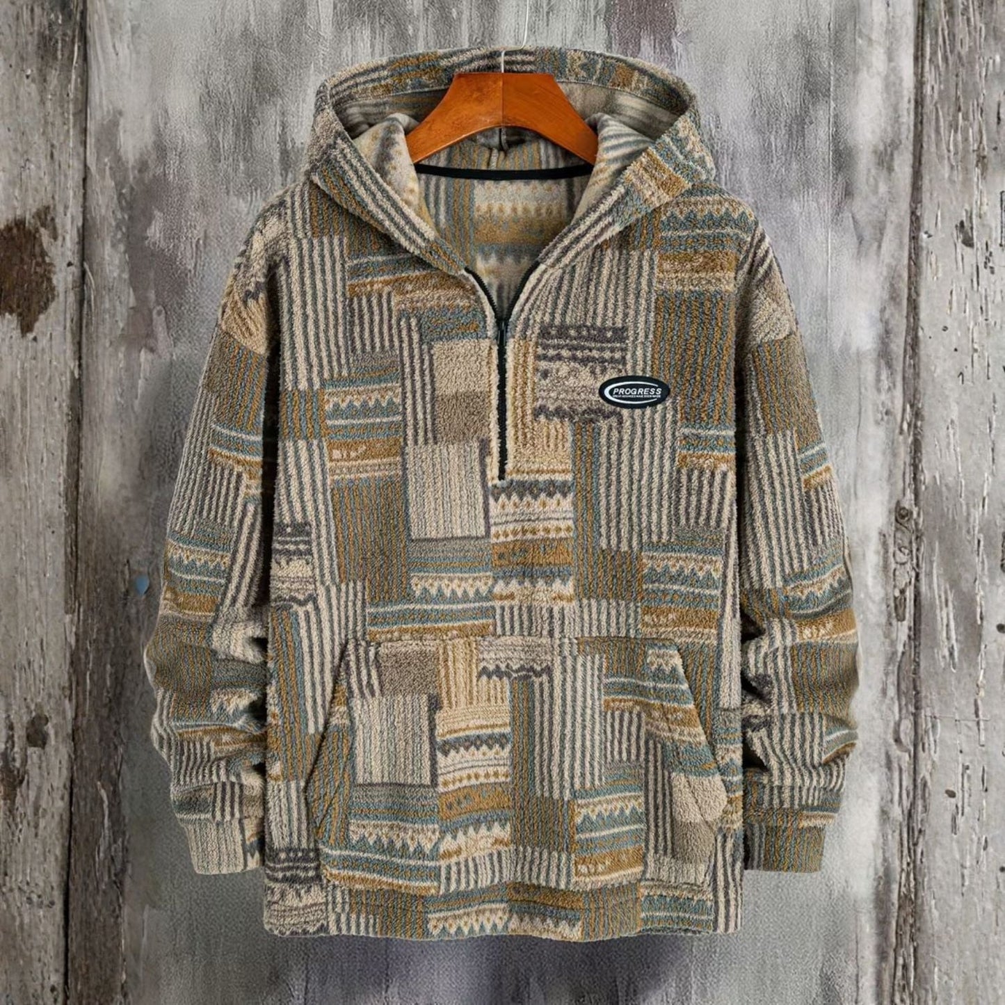 Patchwork Sherpa Half Zip Hoodie | Zyphhra