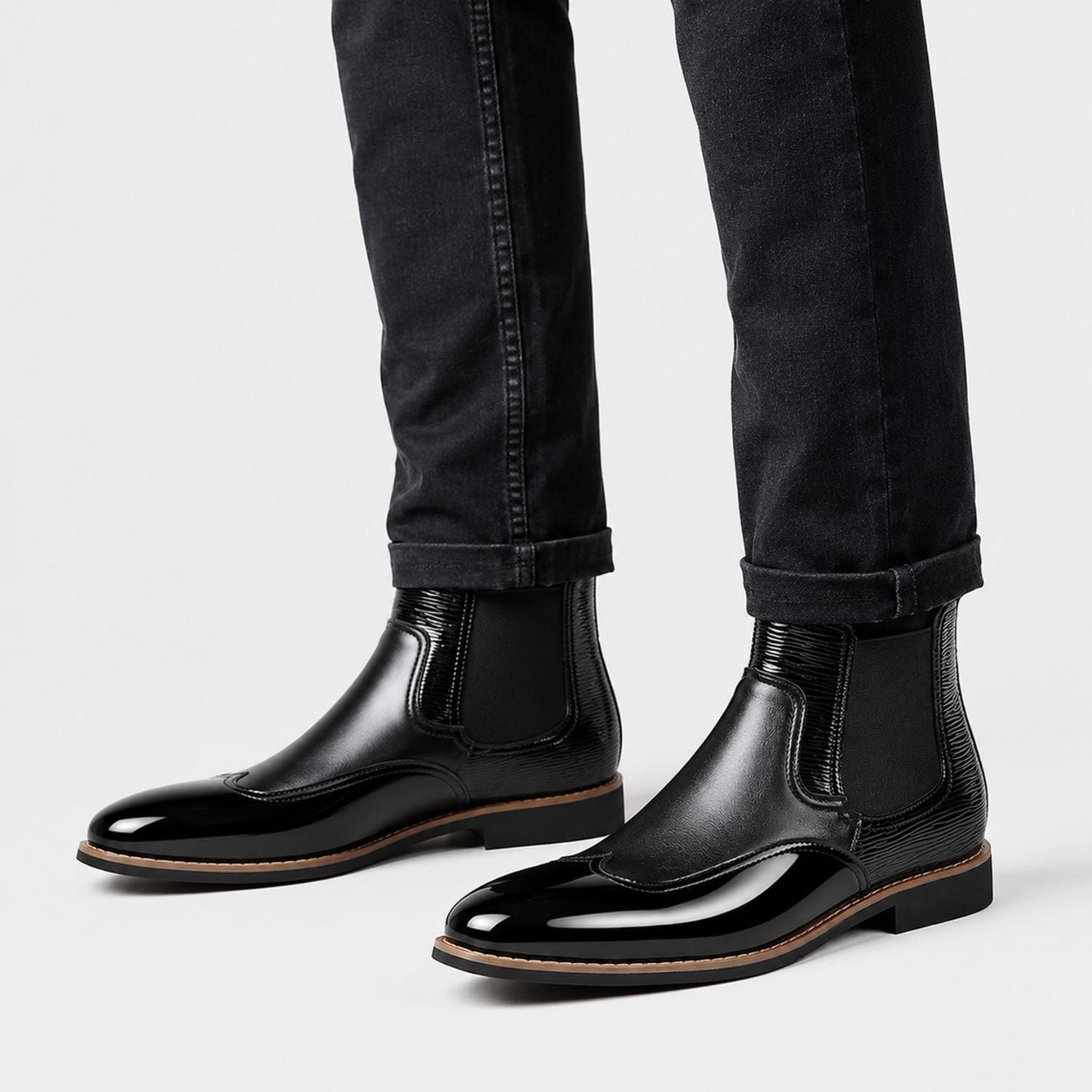 Glossy Leather Chelsea Boots | Zyphhra