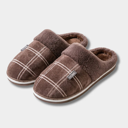 Padded Checked Fleece Slippers | Zyphhra