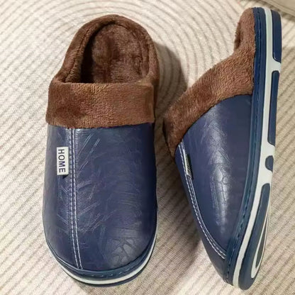 Faux Leather Warm Home Slippers | Zyphhra