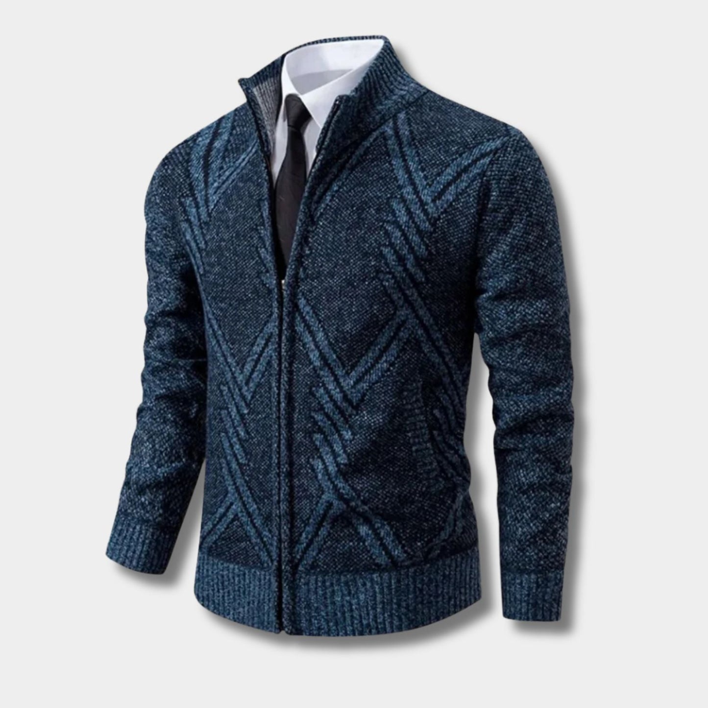 Geometric Zip Knit Cardigan | Zyphhra