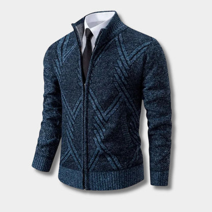 Geometric Zip Knit Cardigan | Zyphhra