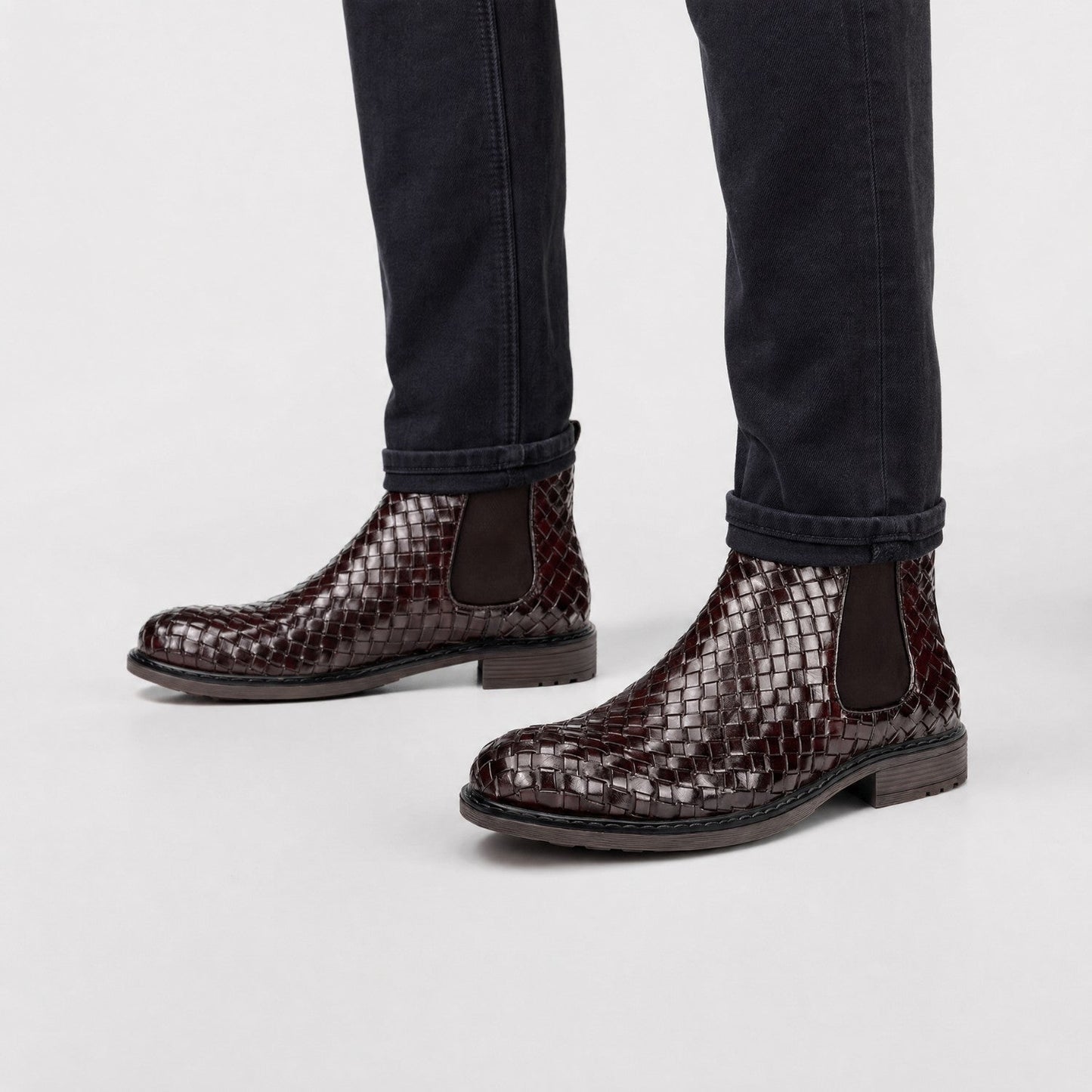 Woven Leather Chelsea Boots | Zyphhra