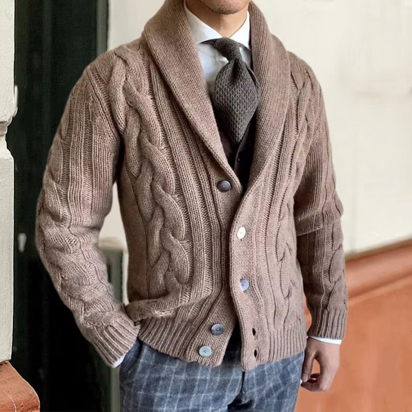 Cable Shawl Collar Cardigan | Zyphhra