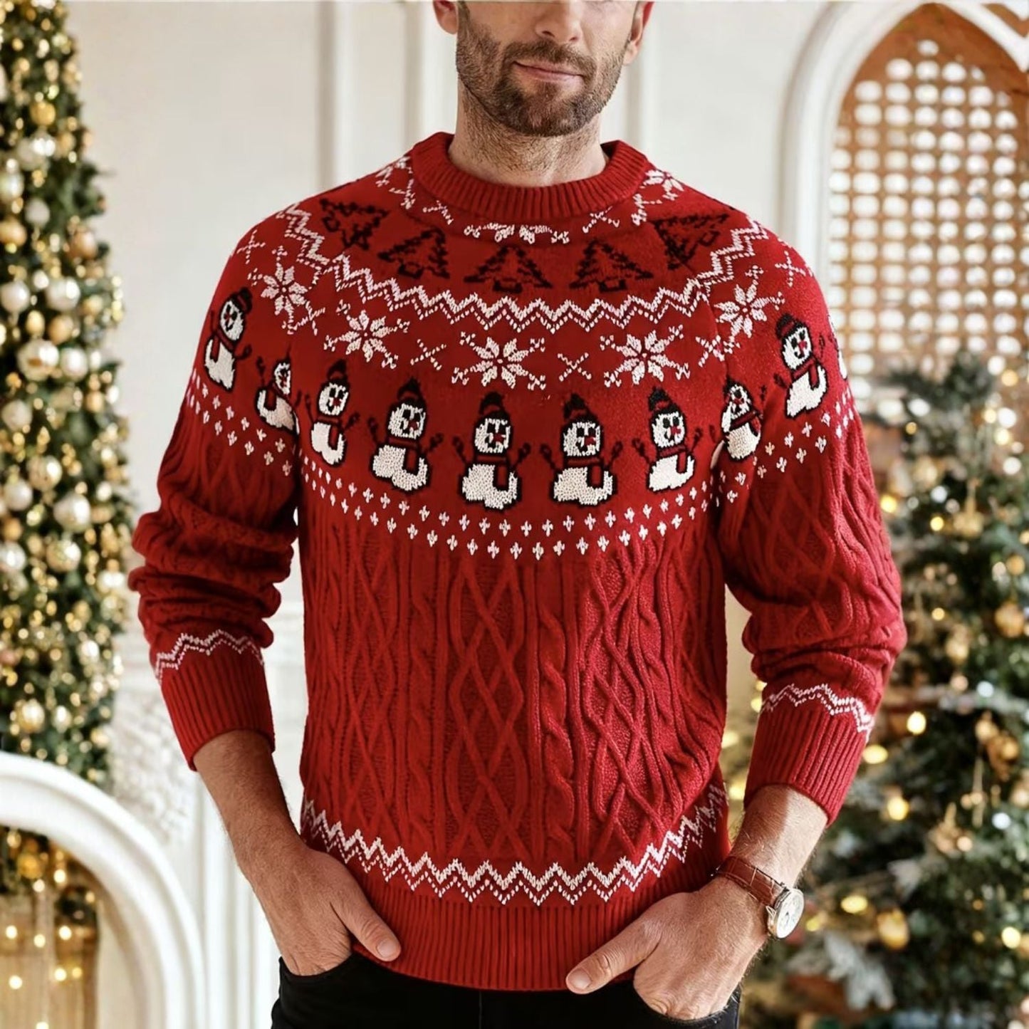 Snowman Cable Knit Christmas Jumper | Zyphhra