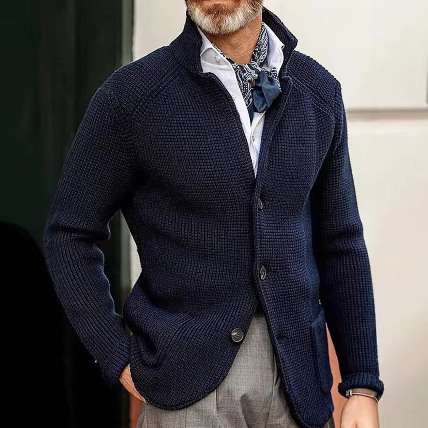 Textured Stand Collar Cardigan | Zyphhra