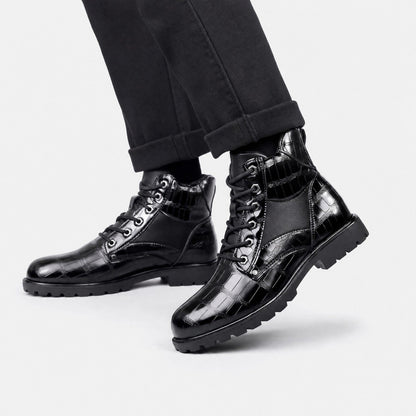 Embossed Combat Ankle Boots | Zyphhra