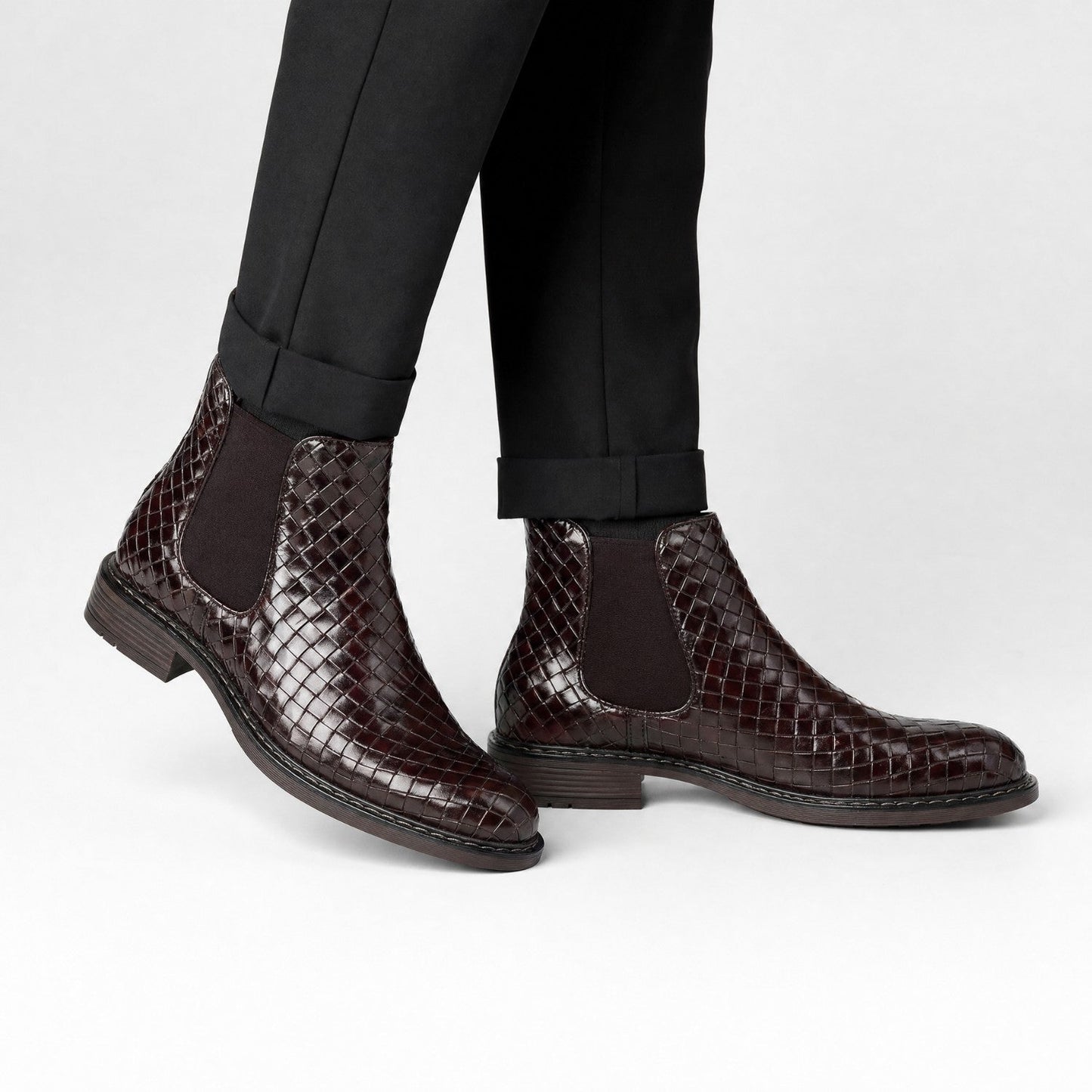 Woven Leather Chelsea Boots | Zyphhra