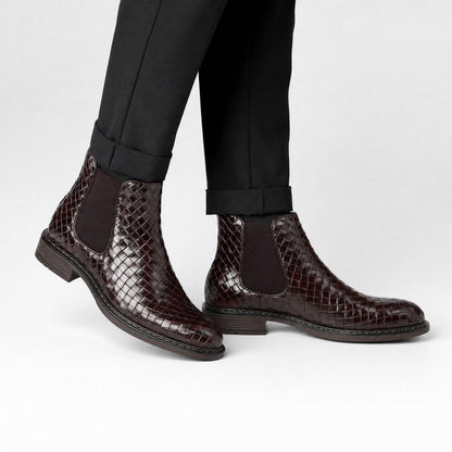 Woven Leather Chelsea Boots | Zyphhra