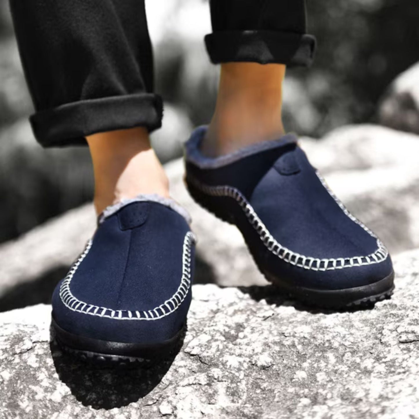 Sherpa Trim Slip-On Slippers | Zyphhra