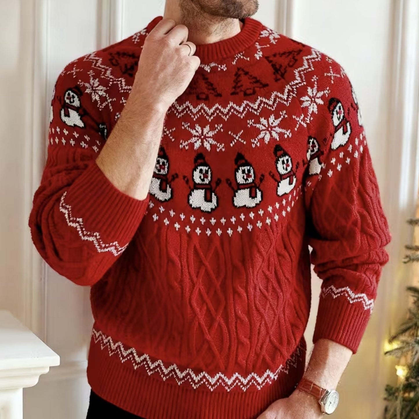 Snowman Cable Knit Christmas Jumper | Zyphhra