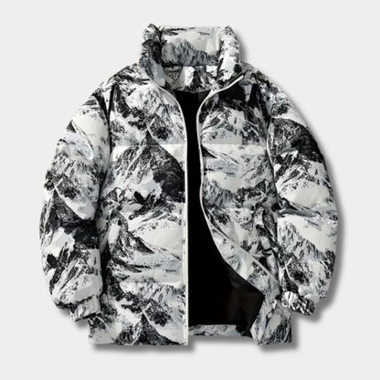 Mountain Print Puffer Jacket | Zyphhra