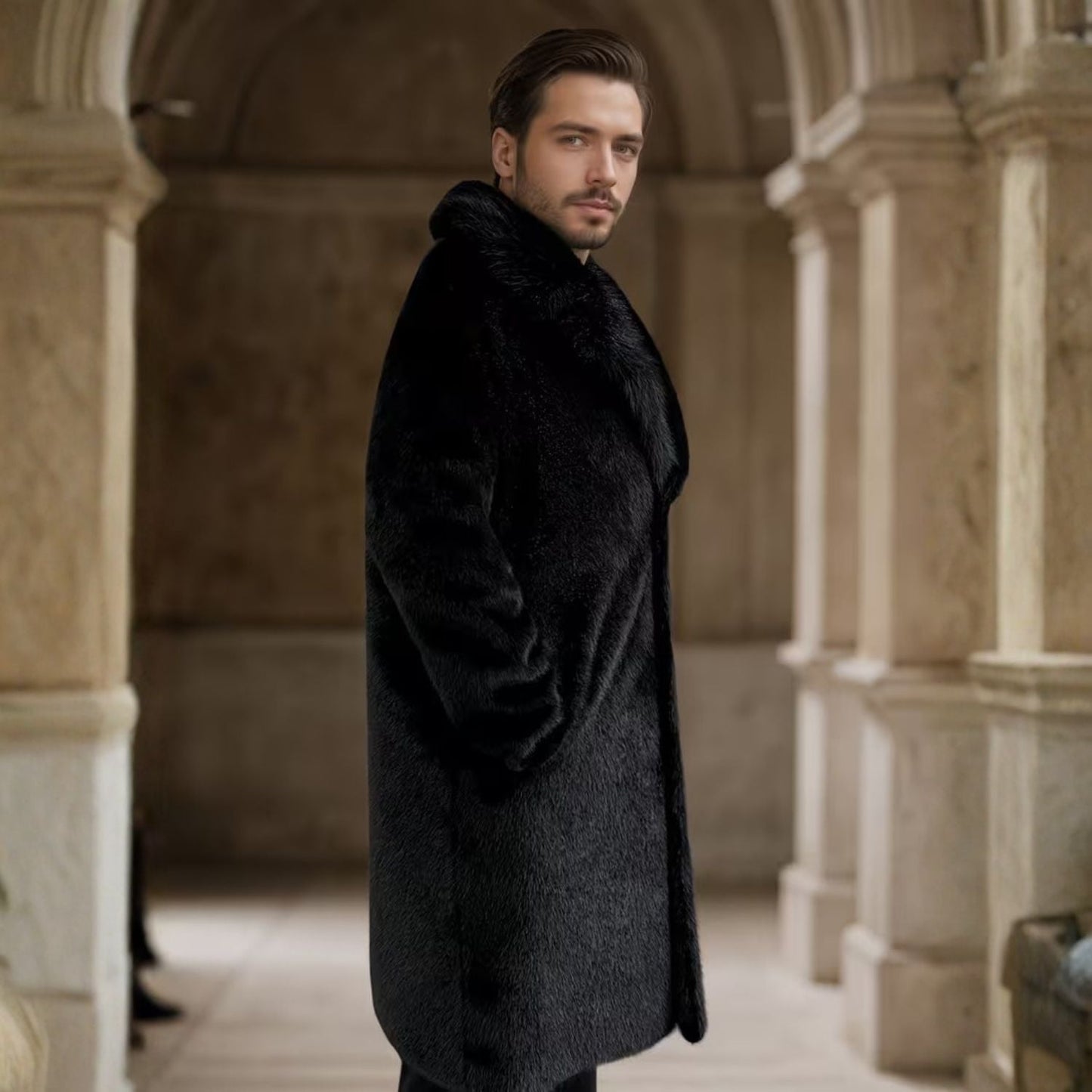 Plush Lapel Fur Coat | Zyphhra