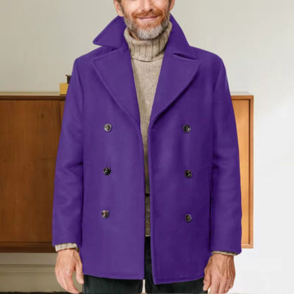 Notched Collar Wool Pea Coat | Zyphhra