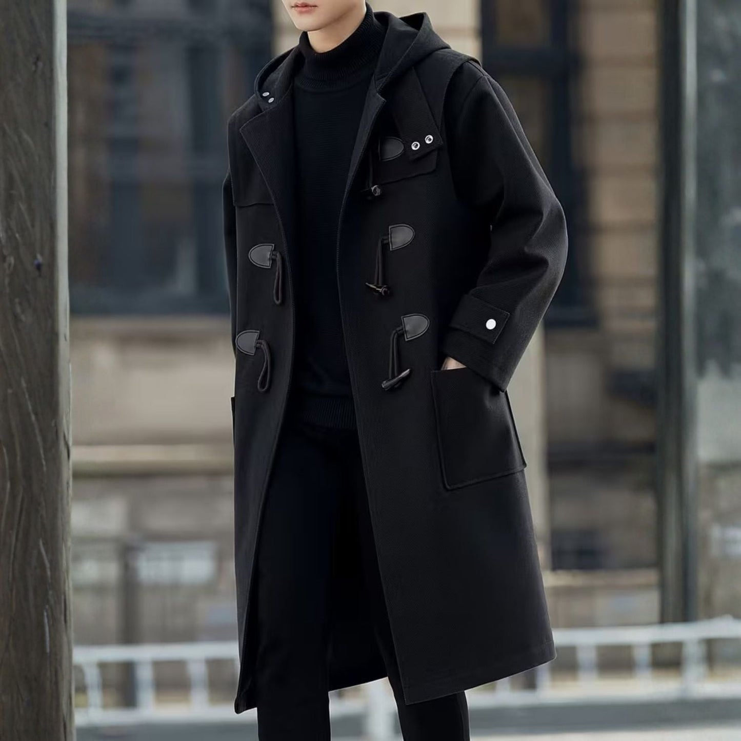 Hooded Toggle Button Over Coat | Zyphhra
