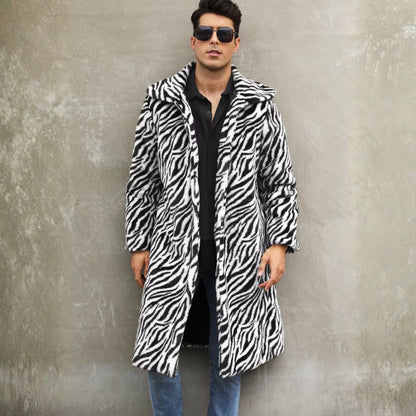 Bold Patterned Plush Fur Coat | Zyphhra