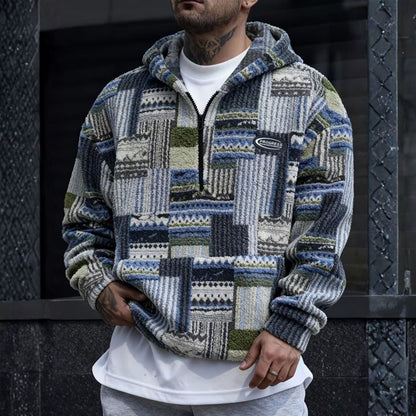 Patchwork Sherpa Half Zip Hoodie | Zyphhra