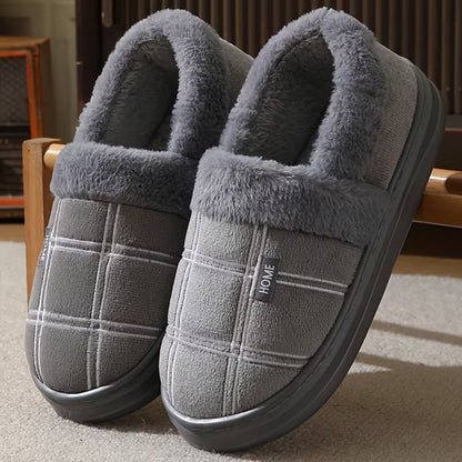 Plaid Fleece Slip-On Slippers | Zyphhra