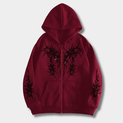 Gothic Dark Streetwear Zip Hoodie | Zyphhra