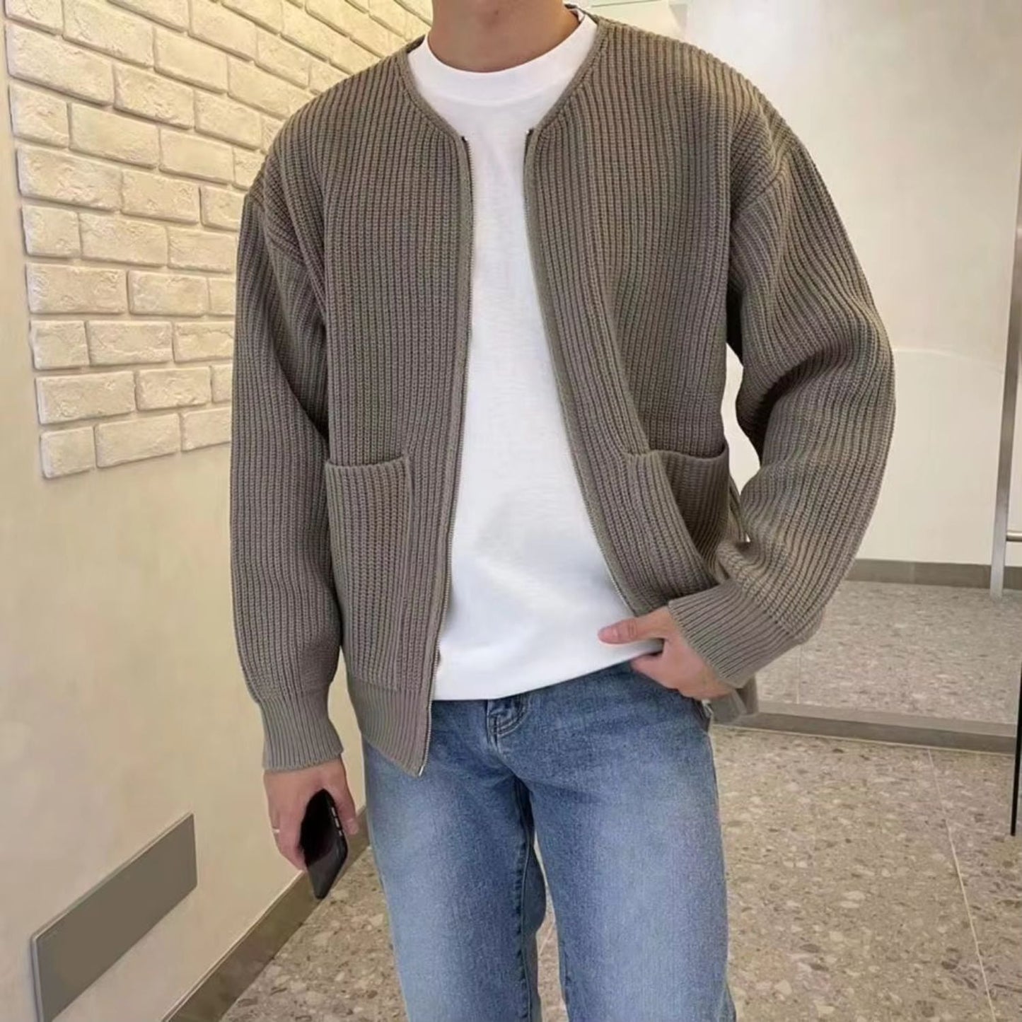 Minimalist Zip Knit Cardigan | Zyphhra