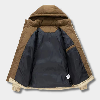 Corduroy Hooded Puffer Jacket | Zyphhra