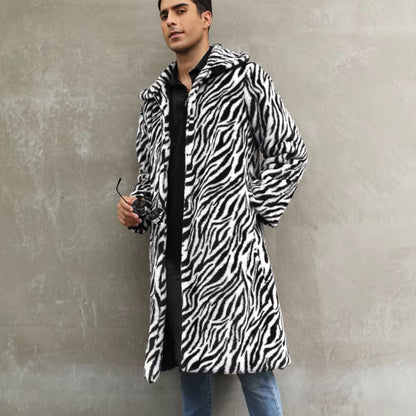 Bold Patterned Plush Fur Coat | Zyphhra