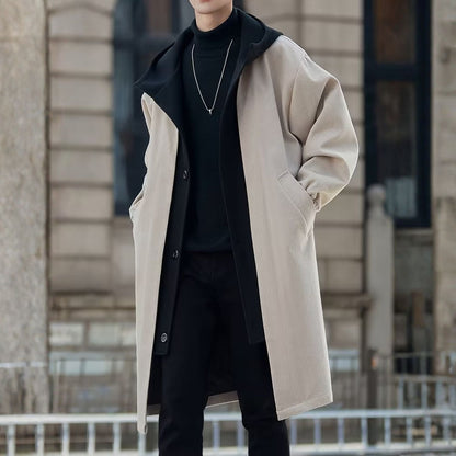 Colour Block Hooded Over Coat | Zyphhra