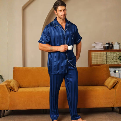 Jacquard Stripe Lapel Pyjama Set | Zyphhra
