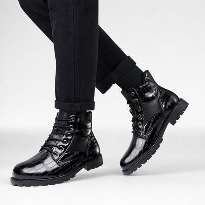 Embossed Combat Ankle Boots | Zyphhra