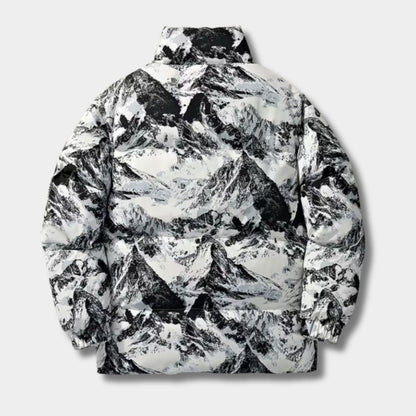 Mountain Print Puffer Jacket | Zyphhra