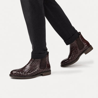 Woven Leather Chelsea Boots | Zyphhra