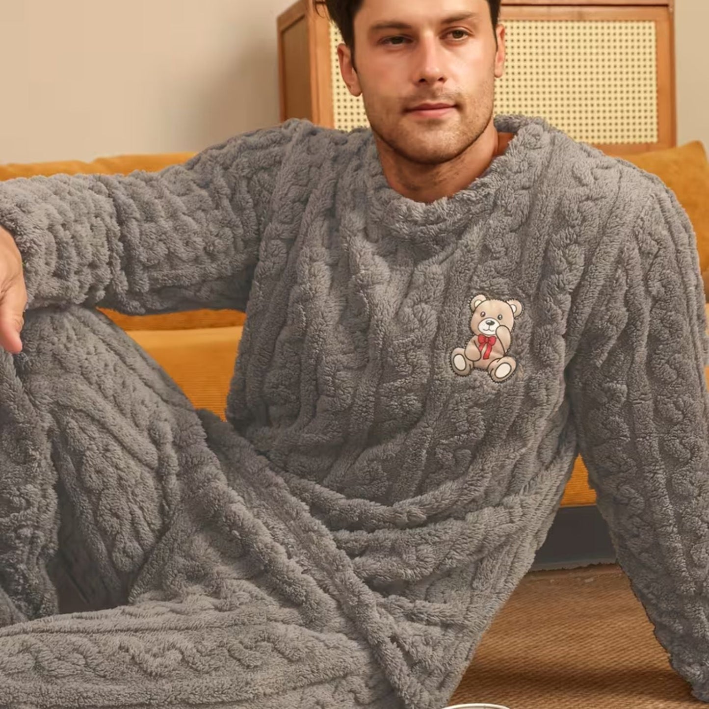 Plush Jacquard Bear Pyjama Set | Zyphhra